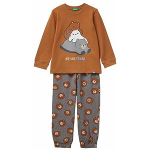 United Colors of Benetton Pig(shirt + broek) 3DKE0P09G pyjamaset, bruin, XL kinderen
