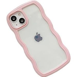 Yooface Beschermhoes van transparante siliconen voor iPhone 14 Plus, [camerabescherming] beschermhoes met kantmotief, [schokbestendig en valbestendig] beschermhoes 6,7 inch - roze