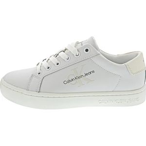 Calvin Klein Jeans Dames Classic Cupsole Laceup Sneaker, helder wit/romig wit, 6 UK, Helder wit romig wit, 39 EU