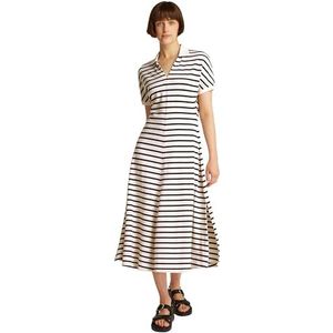 Tommy Hilfiger Lyocell Midi Polojurk voor dames, Wit (Calico/Donker Nacht Navy Stp), XXS