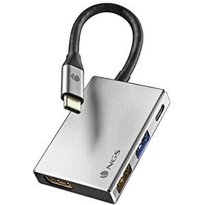 NGS WONDER DOCK 4-4-in-1 USB-C-hub, adapter met meerdere poorten (USB 3.0, USB 2.0, USB-C, HDMI) Compatibel met: MacBook Pro, MacBook Air, iPAd Pro, XPS, Chromebook en andere apparaten met USB-C