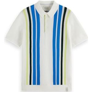Scotch & Soda Gestructureerde gebreide gestreepte polo, Swan 101, S