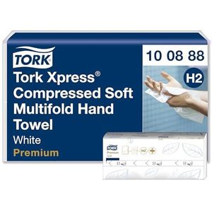 Tork Xpress Gecomprimeerde Zachte Multifold Handdoeken Wit H2, Premium, 2-laags, M-vouw, Groot, 12 x 170 vellen, 100888
