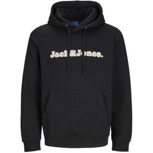 JACK & JONES Jorsplit Aop Branding Sweat Hood voor heren, zwart, M