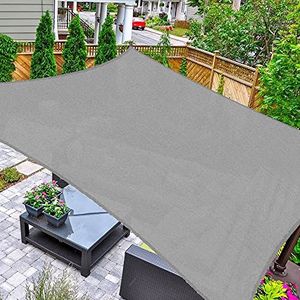 ASTEROUTDOOR Zonneschermzeil, rechthoekig, 15 cm x 25 cm, UV-blokkerende luifel voor terras, achtertuin, gazon, tuin, buitenactiviteiten, grijs