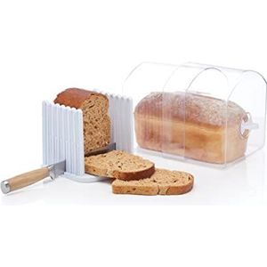 KitchenCraft Stay Fresh Broodbak, grote broodtrommel met broodsnijdergids, in geschenkdoos, groot, kunststof
