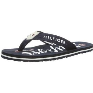 Tommy Hilfiger FLIPPER 4A Teenslippers voor jongens, blauw Midnight 403, 37 EU