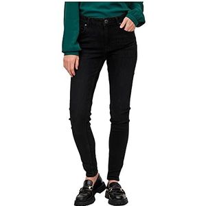 Vila Skinny Fit jeans voor dames, halfhoge taille, zwart denim, (XS) W x 30L