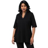 Ulla Popken - Pima Cotton - T-shirt - Zwart - A-lijn - Halflange Mouwen