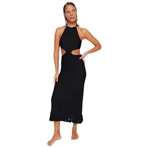 Trendyol Bodycon getailleerde gebreide jurk voor dames, Zwart, S