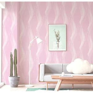 BUVU Vinylbehang 0,53 x 10 m wasbaar behang golfmotief, kleur roze