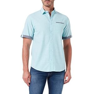 TOM TAILOR Uomini Shirt met korte mouwen en borstzak 1031049, 29627 - Mint White Dotted Structure, S