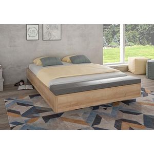 Forte Inverell bed, houtmateriaal, Riviera eiken/uni wolfraam grijs, B x H x D: 158,4 x 42,3 x 221,5 cm