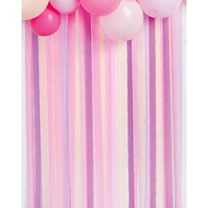 Set van 7 roze papieren feestwimpels | Pastel verjaardagsdecoratie voor meisjes, vrouwen, foto muur achtergrond gordijn, kip doen, babydouche