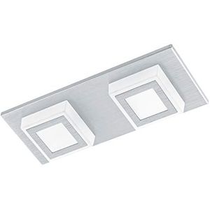 EGLO Plafondlamp Masiano, 2-pits led-paneel, lamp plafond van aluminium en kunststof, plafondverlichting, opbouw vloerlamp, warm wit