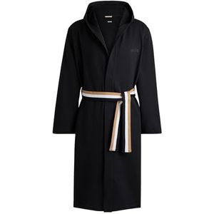 BOSS Iconic French Terry Robe - heren badjas (middeldik) - zwart - Maat: M