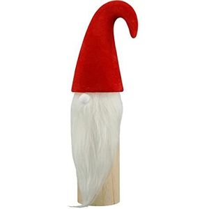 GILDE Decoratieve kerstman kerstman figuur - traditionele rode muts witte baard - kerstdecoratie advent - keramiek hout - hoogte 34,5 cm