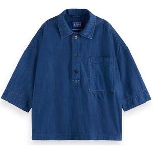 Denimshirt - Washed Indigo 417 - Relaxed Fit - Klassieke Kraag - Borstzak