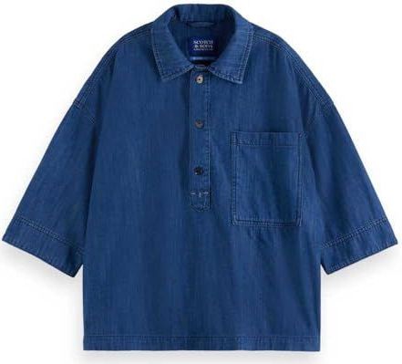 Denimshirt - Washed Indigo 417 - Relaxed Fit - Klassieke Kraag - Borstzak