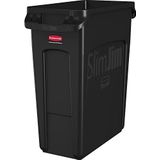 Rubbermaid Commerciële Producten 1955959 Zwart kunststof geventileerd Slim Jim Afvalbak, 60 liter, zwart