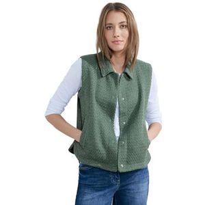 Cecil Bouclé Vest Coat voor dames, Raw Salvia Green, L