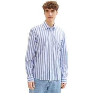 TOM TAILOR Denim Herenhemd, 35228 - Blueberry Blue Stripe, L