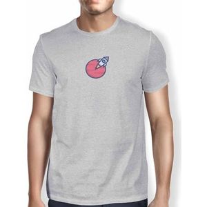 Green Fish, Basic T-shirt voor heren, 70% katoen 30% polyester, regular fit, Digital Icon Printed, maat: XL, kleur: grijs, grijs, XL