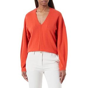 Sisley Womens V Neck L/S 1044M400B Sweater, Brick Red 1W4, S