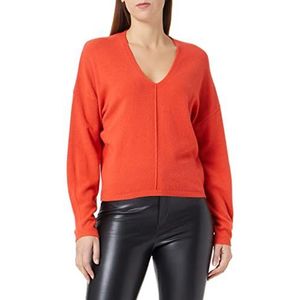 Sisley Womens V Neck L/S 1044M400B Sweater, Brick Red 1W4, S