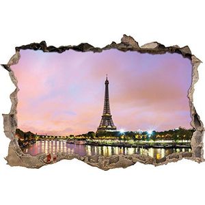 Pixxprint 3D_WD_2748_92x62 Eiffeltoren Parijs bij nacht wanddoorbraak 3D wandtattoo, vinyl, kleurrijk, 92 x 62 x 0,02 cm