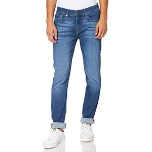 7 For All Mankind Slimmy Tapered Stretch Tek Eco Falling Jeans voor heren, blauw (mid blue), 38W x 30L