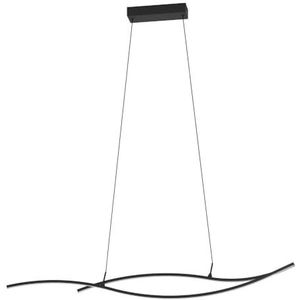 EGLO LED hanglamp Grisolia, pendellamp boven eettafel, gebogen eetkamerlamp, woonkamerlamp van metaal en kunststof in zwart, warm wit, 140 cm