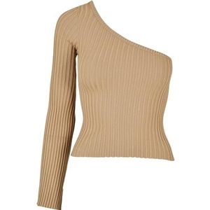 Urban Classics Damen Sweatshirt Ladies Short Rib Knit One Sleeve Sweater unionbeige XL