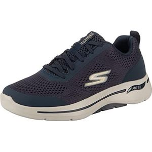 Skechers Go Walk Arch Fit idyllische sneakers voor heren, 49,5 EU Ancho, Navy Textiel Synthetische Gouden Trim, 47.5 EU