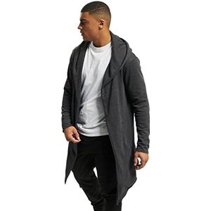 Urban Classics Gebreide jas met capuchon, katoen, lange mouwen, vloeibaar en asymmetrisch, oversize, 2 zijzakken, zwart, maat M - grijs - Small