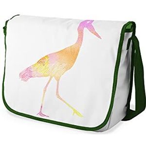 Bonamaison Digitaal bedrukte Messenger schooltas met kaki riem voor studenten, crossbody tas, koerierstas, schoudertas voor kinderen, meisjes, jongens, maat: 29x36 cm