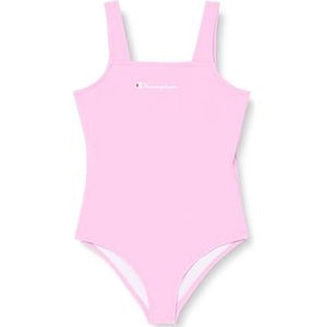 Champion Legacy Icons Swimwear G - mat nylon Script Logo kostuum, roze alpenviooltjes, 9-10 jaar meisjes en meisjes SS24, Roze Cyclamino, 9-10 Jaar