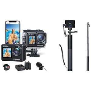 WOLFANG Actie Camera GA200 4K30FPS & Set van Oplaadbare Selfie Stick
