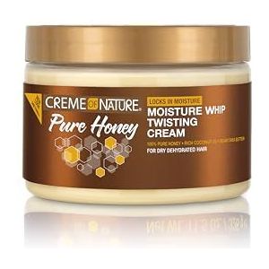Creme of nature Pure Honey Moisture Whip Twisting Cream, sulfaatvrij, met kokosnoot, sheabutter en honing, crèmetextuur voor een langdurige fixatie, 326g