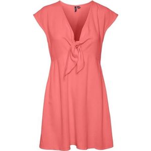 VERO MODA VMMYMILO Cap Sleeve Mini Dress WVN GA jurk, Georgia Peach, M, Georgia Peach, M