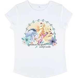 Disney Winnie the Pooh - Winnie and Friends Women's Rolled-sleeve White XL