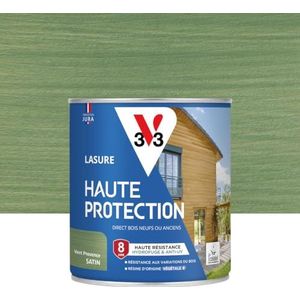 V33 Houtbeits voor buiten, Provençaalse groen, satijn, hoge bescherming, 8 jaar, hoge water- en uv-bestendigheid, bestand tegen houtveranderingen, Ecolabel, hars van plantaardige oorsprong, 0,75 l