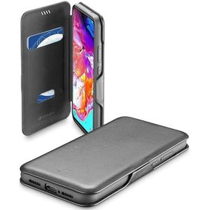 Cellularline Book Clutch 2 Black Cover, Flip echt lederen portemonnee telefoonhoesje met magnetische sluiting, Book Style Case met zakken en kaarten houder. Geschikt voor: Samsung Galaxy A71