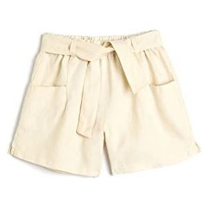 Koton Girls's Linnen riem detailzakken elastische tailleband shorts, beige (052), 11-12 Jaar