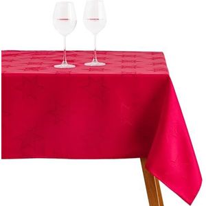 ESSEX - Tafelkleed 150 x 300 cm, Xmas Stars, tafelkleden van robuust polyester, hoogwaardig tafelkleed, meerdere keren gebruik, eenvoudig onderhoud, rood