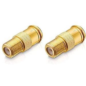 conecto F-connector, F-koppeling, F-connector Quick naar F-aansluiting, adapter voor het verlengen van antennekabel/coaxkabel, verguld, set van 2, SA-CC50828-SET2