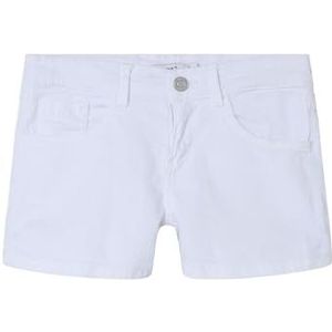 NAME IT Girl's NKFROSE REG TWI 8212-TP NOOS Shorts, helder wit, 134, wit (bright white), 134 cm