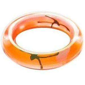 Handgeschilderde Ring met Patroon, Oranje, Kunststof, Geen edelsteen