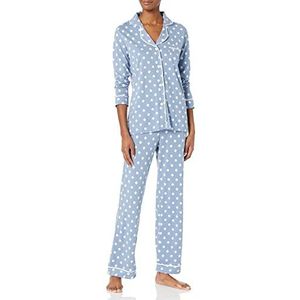 Cosabella Dames Bella Printed Lange Mouwen Top & Pant Pyjamaset (Pack van 2), Diamond Blue Diamond/Wit, S