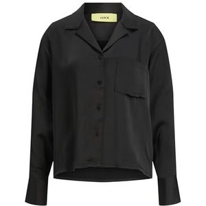 JACK & JONES Dames JXEVA LS Comfort Satin Shirt NOOS Blouse, Zwart, S, zwart, S